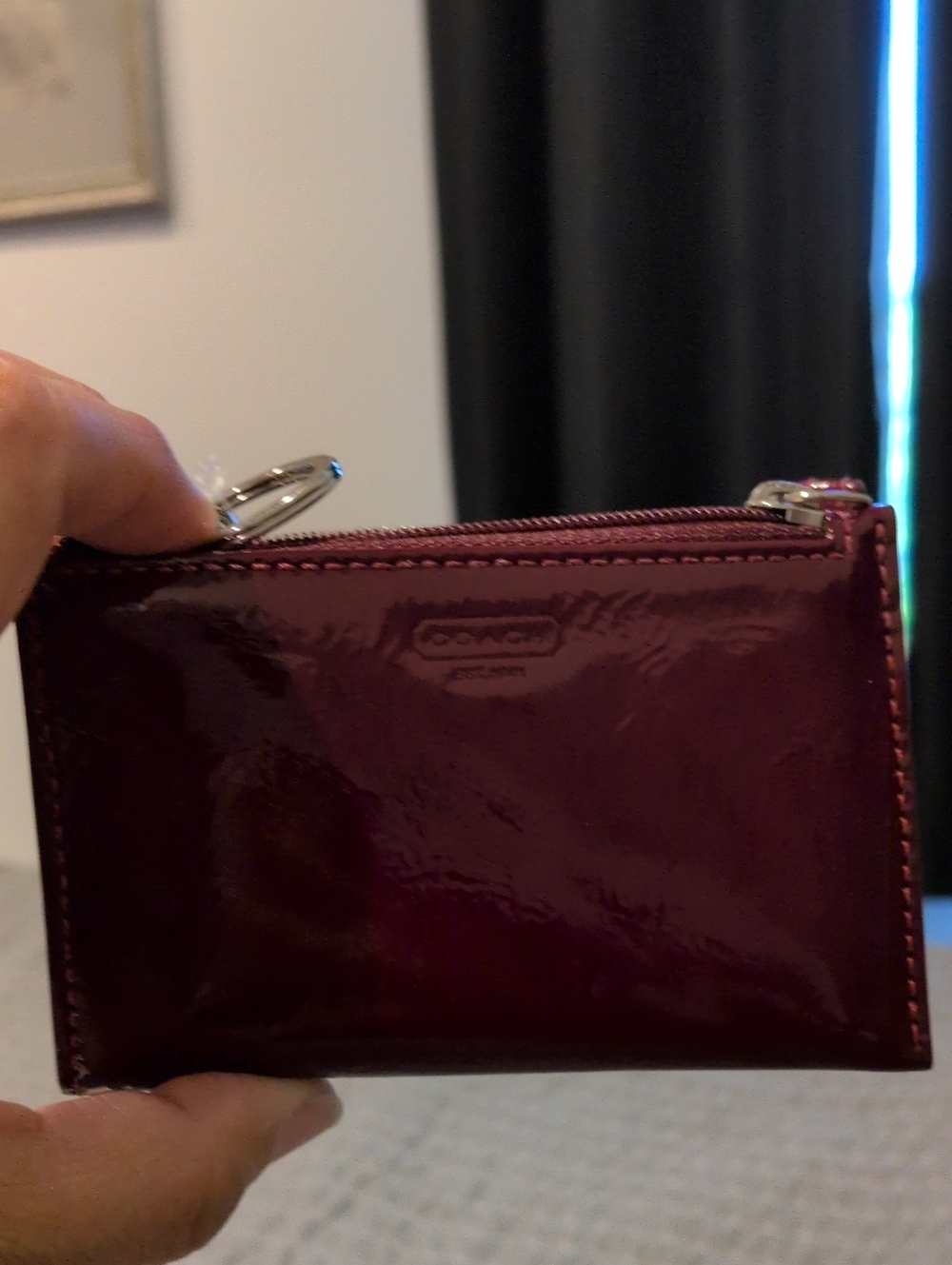 Coach Vintage Patent Card Case Wristlet - Burgundy Gloss